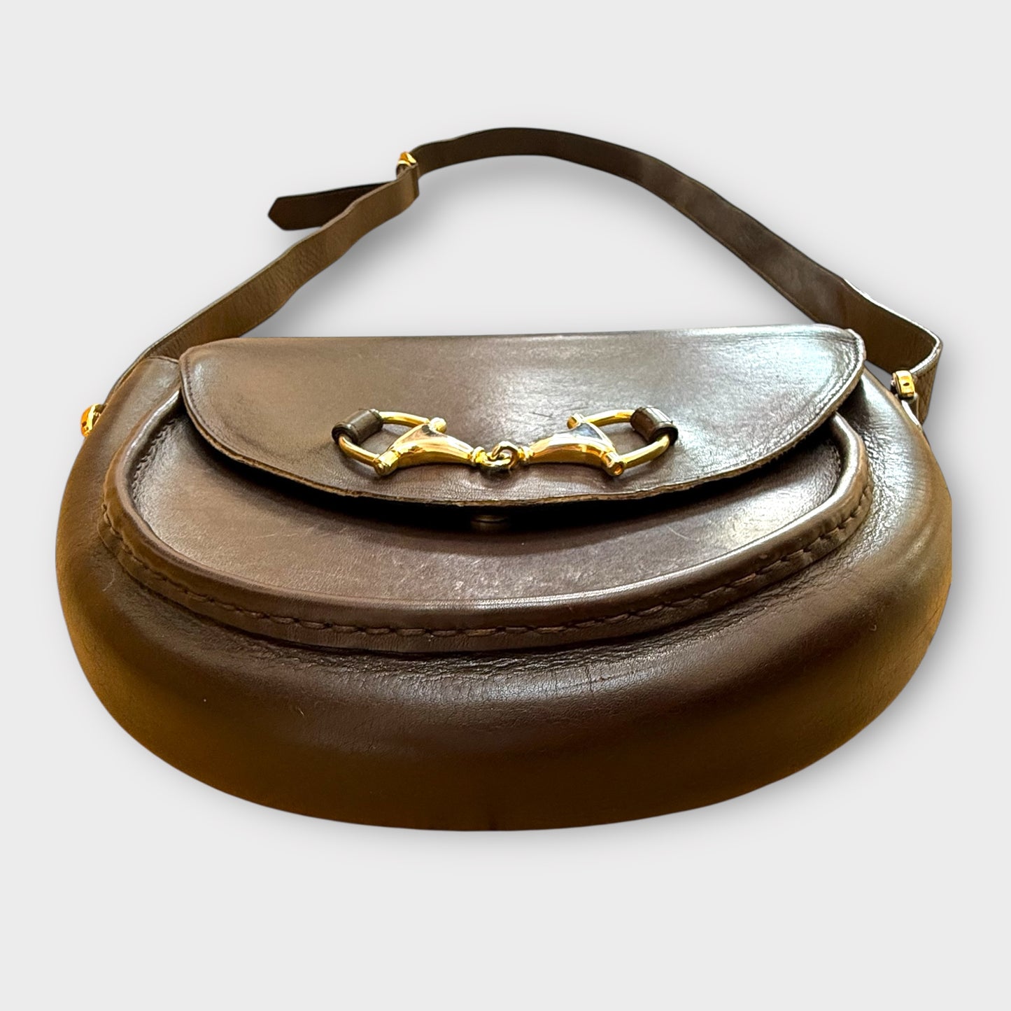 Gucci Horsebit Dark Brown Leather Crossbody