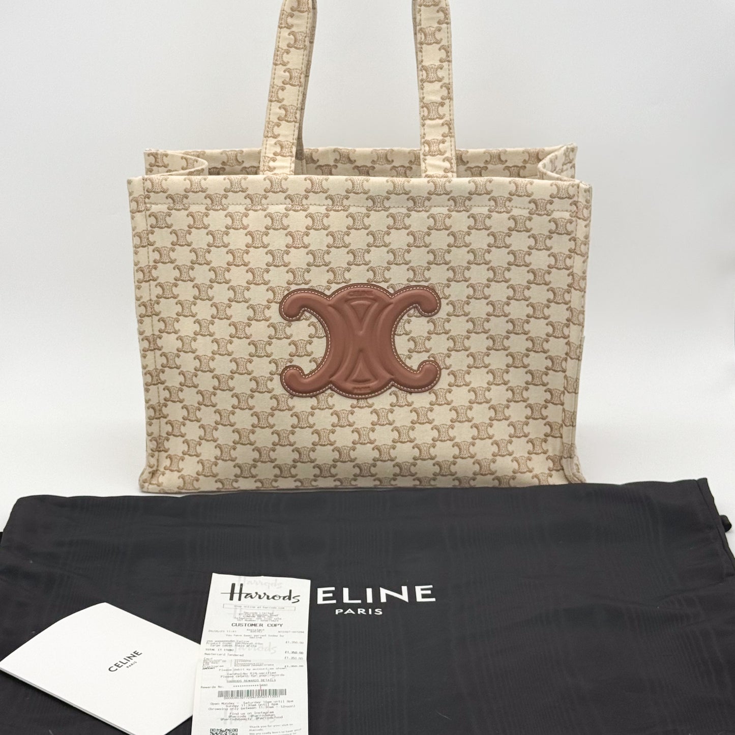 Celine Large Cabas Thaïs Triomphe Canvas Tote Bag