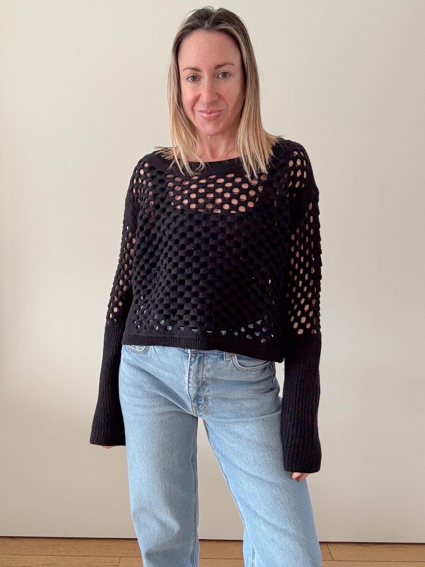 Dorothee Schumacher Black Open-Knit Lightweight Jumper - Size S