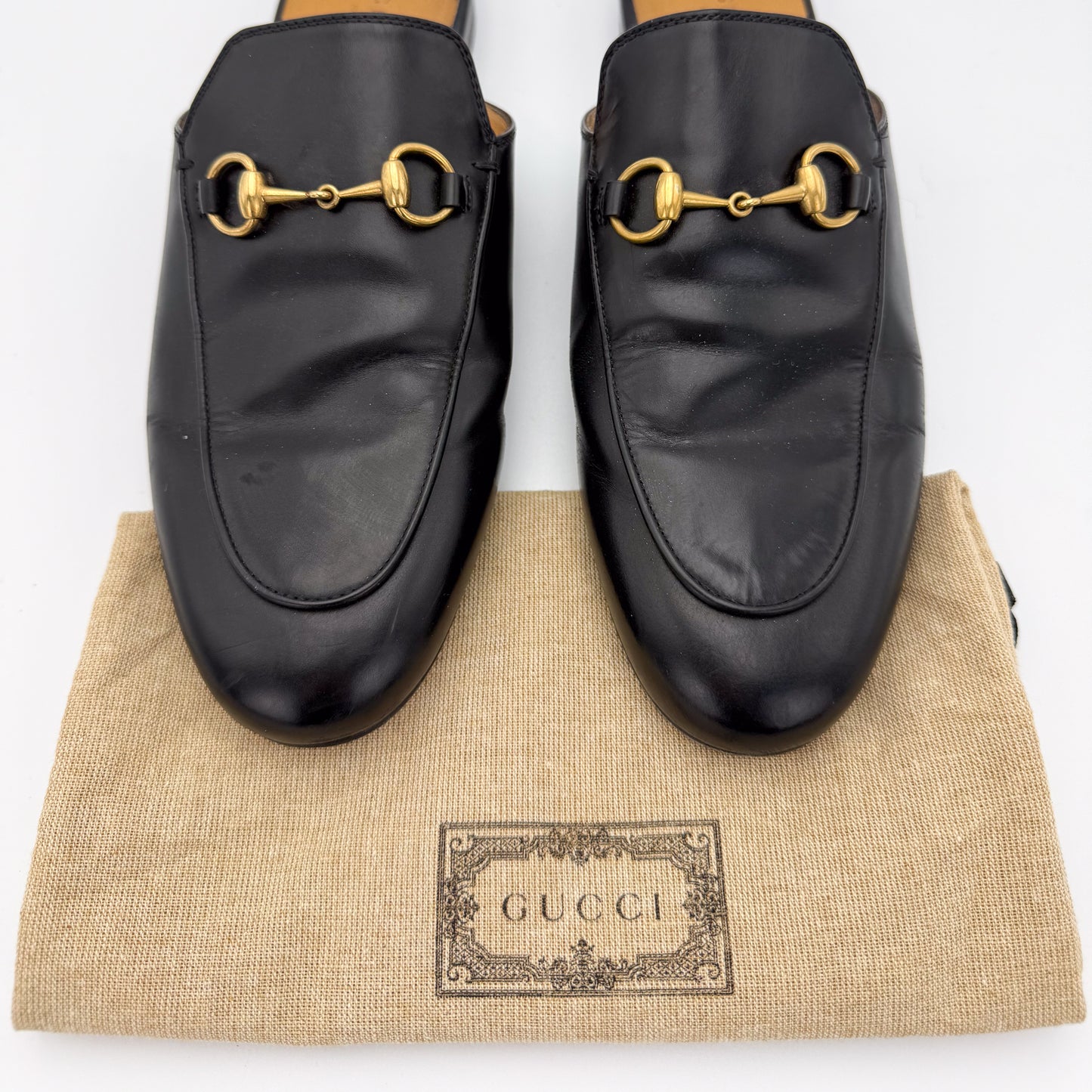 Gucci Black Leather Princetown Loafers - Size 37