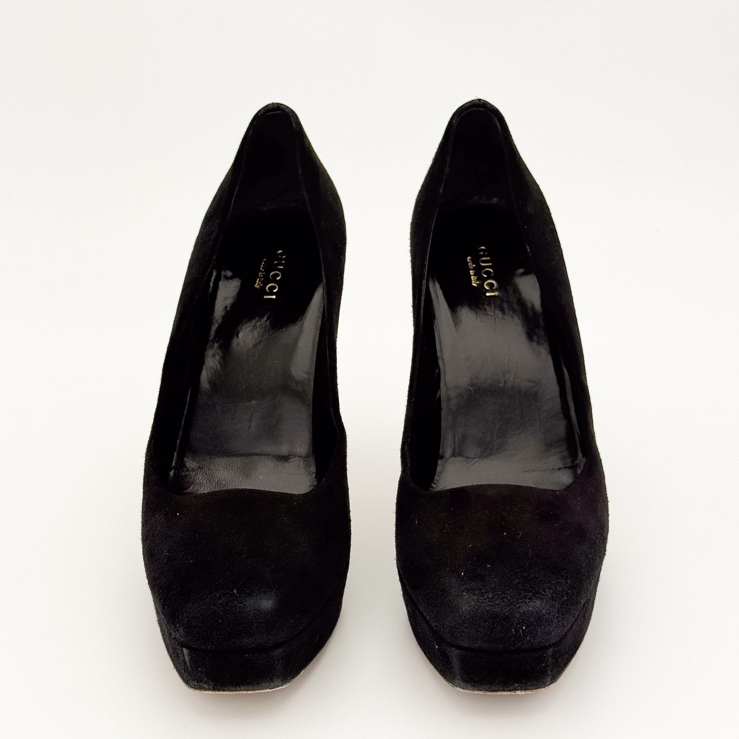 Gucci Square Toe Suede Platform Pumps - Size 37.5