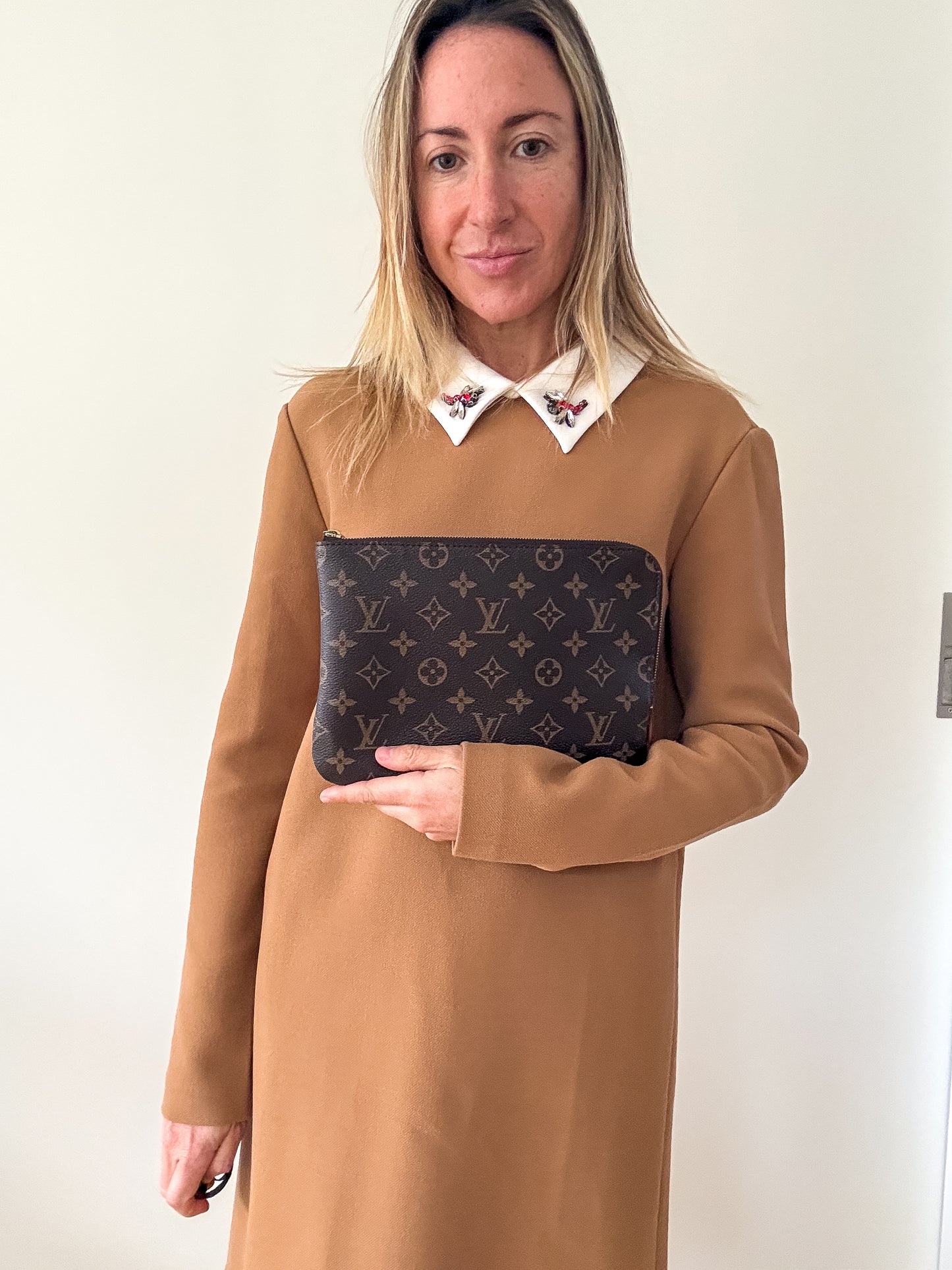 Maje Ragone Dress with Embellished Collar - Size UK 8