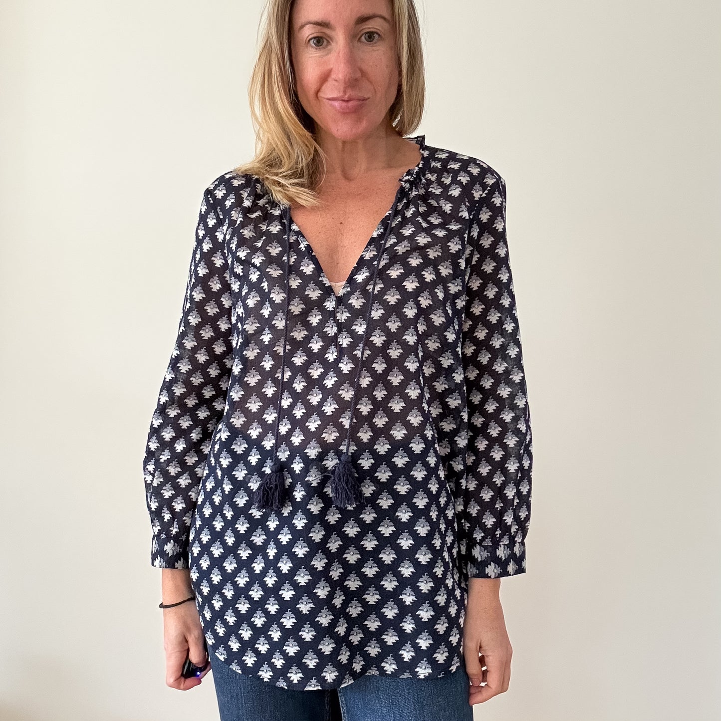 Paige Printed Cotton Top - Size Small