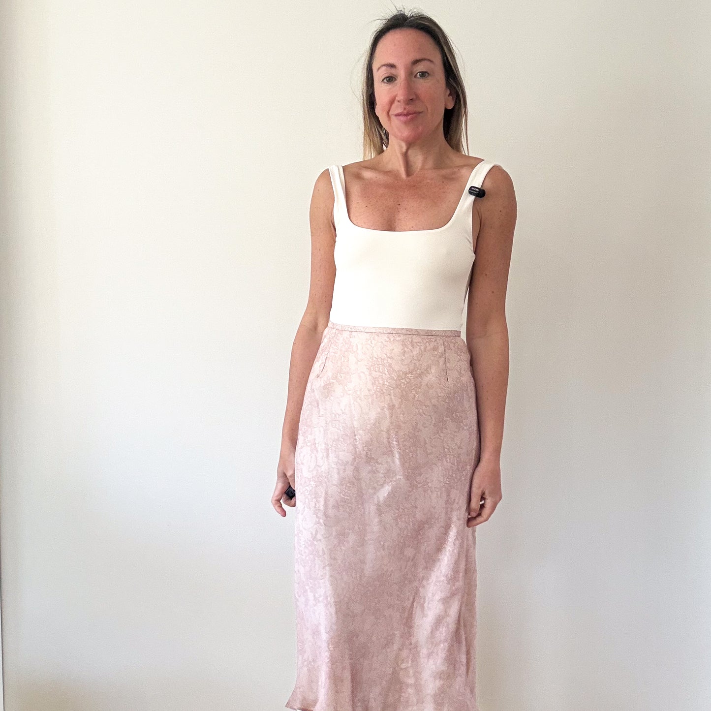Ronit Zilkha Blush Pink Silk-Blend Midi Skirt - Size 10