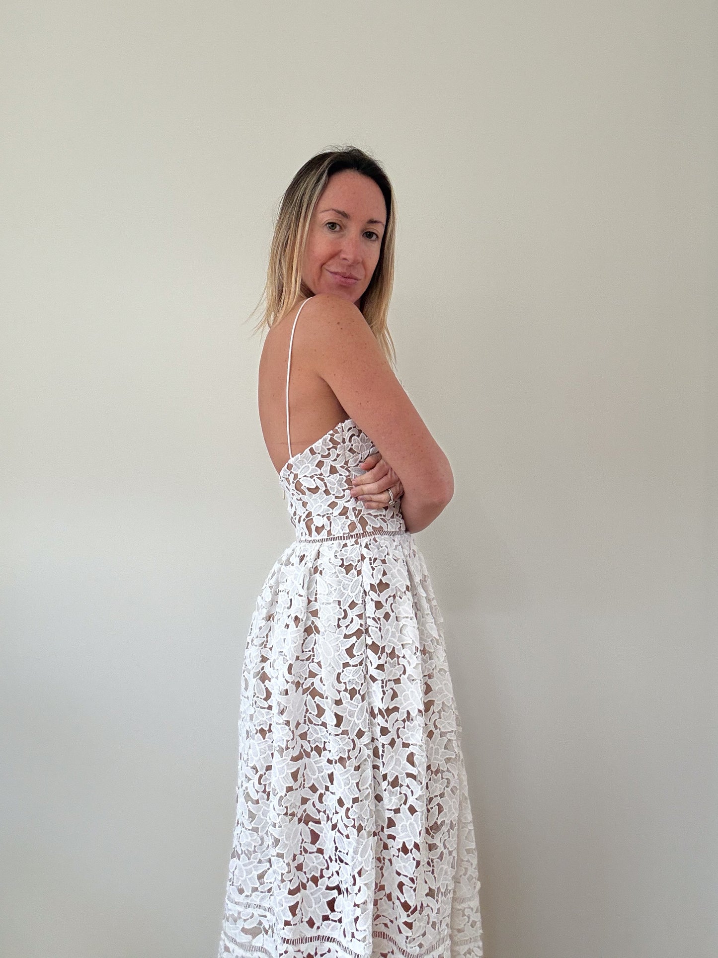 Self Portrait Azalea Guipure Lace Dress - Size 8