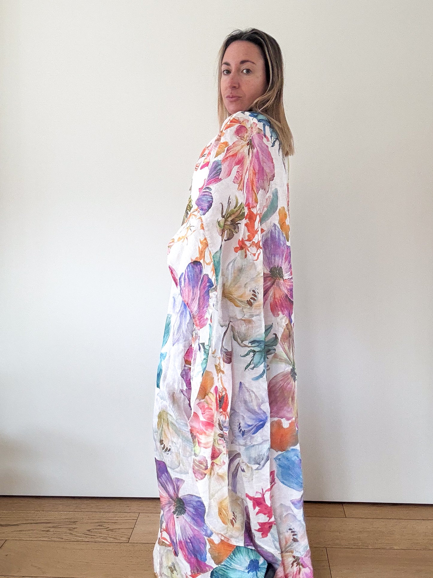 120% Lino Printed Kaftan - Size M