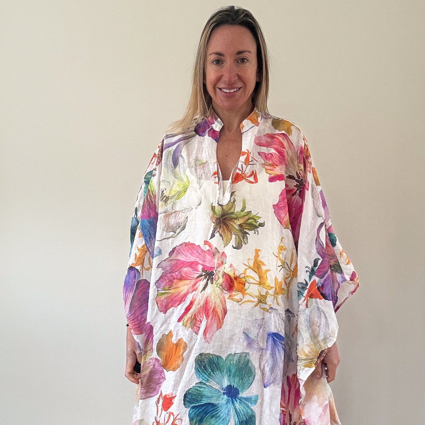 120% Lino Printed Kaftan - Size M