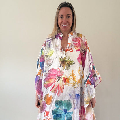 120% Lino Printed Kaftan - Size M