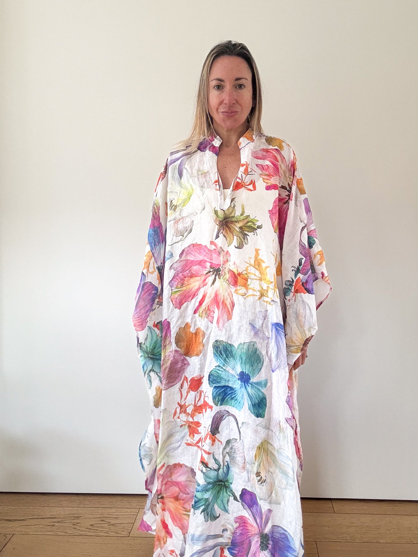 120% Lino Printed Kaftan - Size M