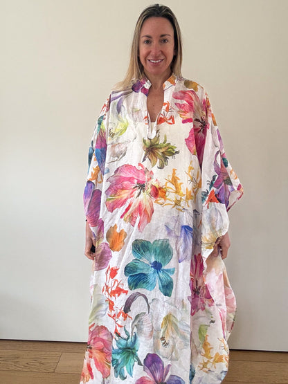 120% Lino Printed Kaftan - Size M