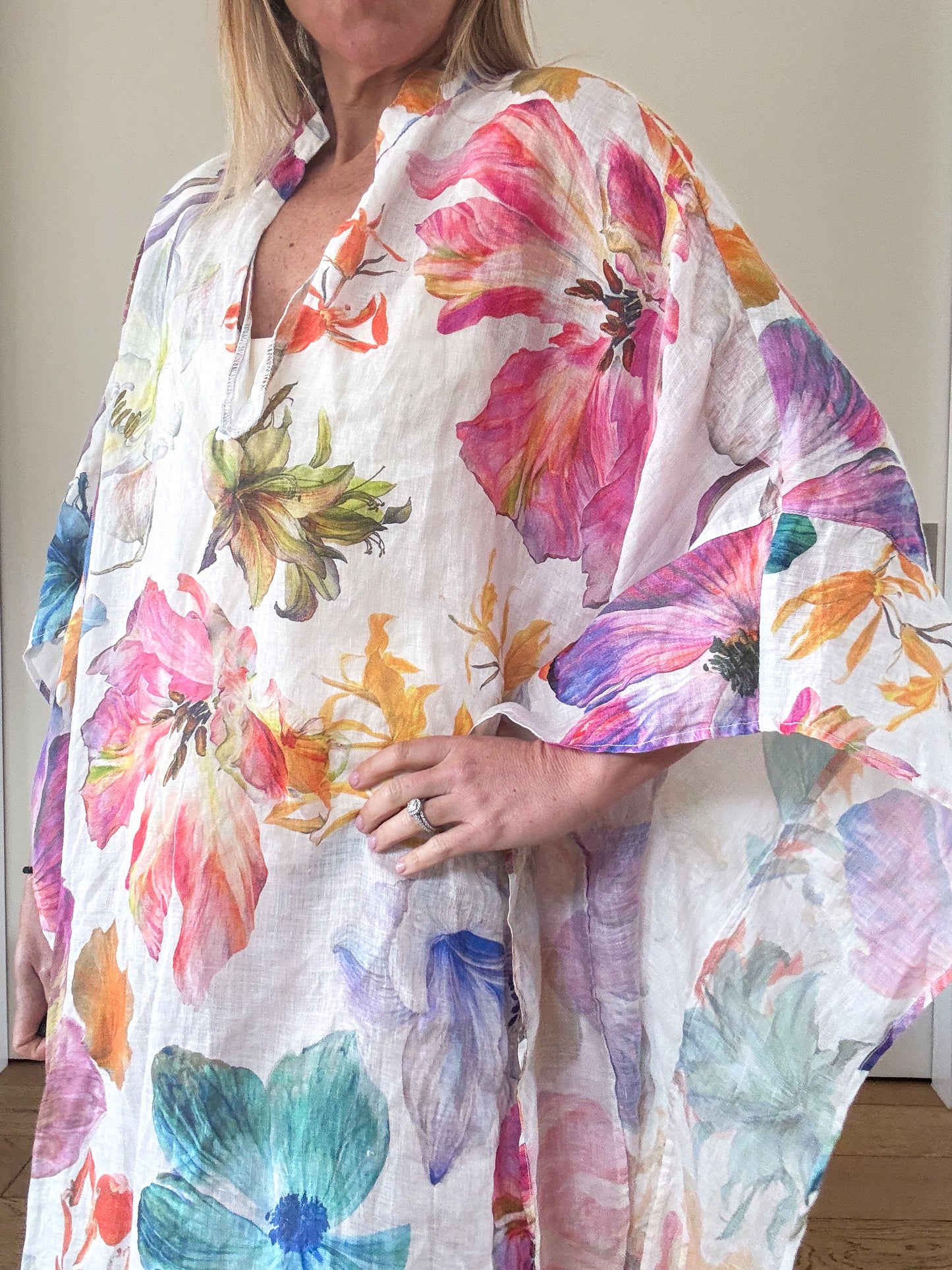 120% Lino Printed Kaftan - Size M