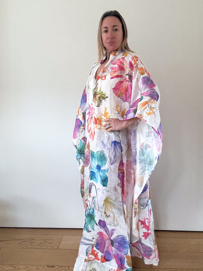 120% Lino Printed Kaftan - Size M