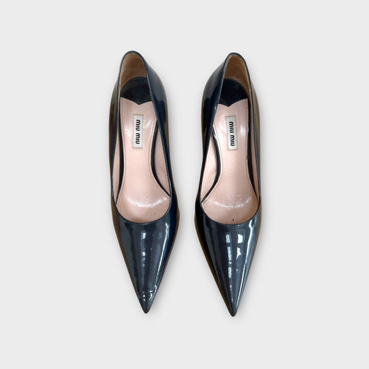 Miu Miu Navy Patent Court Shoe - Size 40