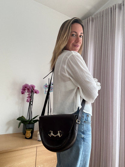 Gucci Horsebit Dark Brown Leather Crossbody