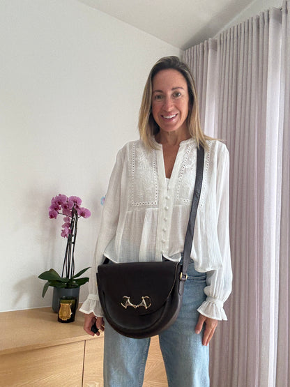 Gucci Horsebit Dark Brown Leather Crossbody