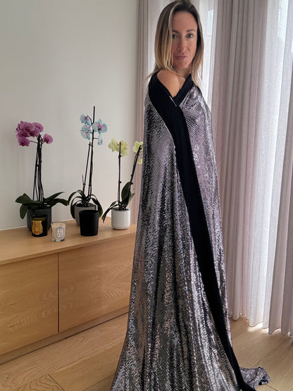 Balenciaga Silver Sequinned Evening Dress - Size 8