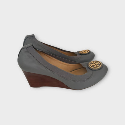 Tory Burch Sally Grey Blue Wedge - Size 7