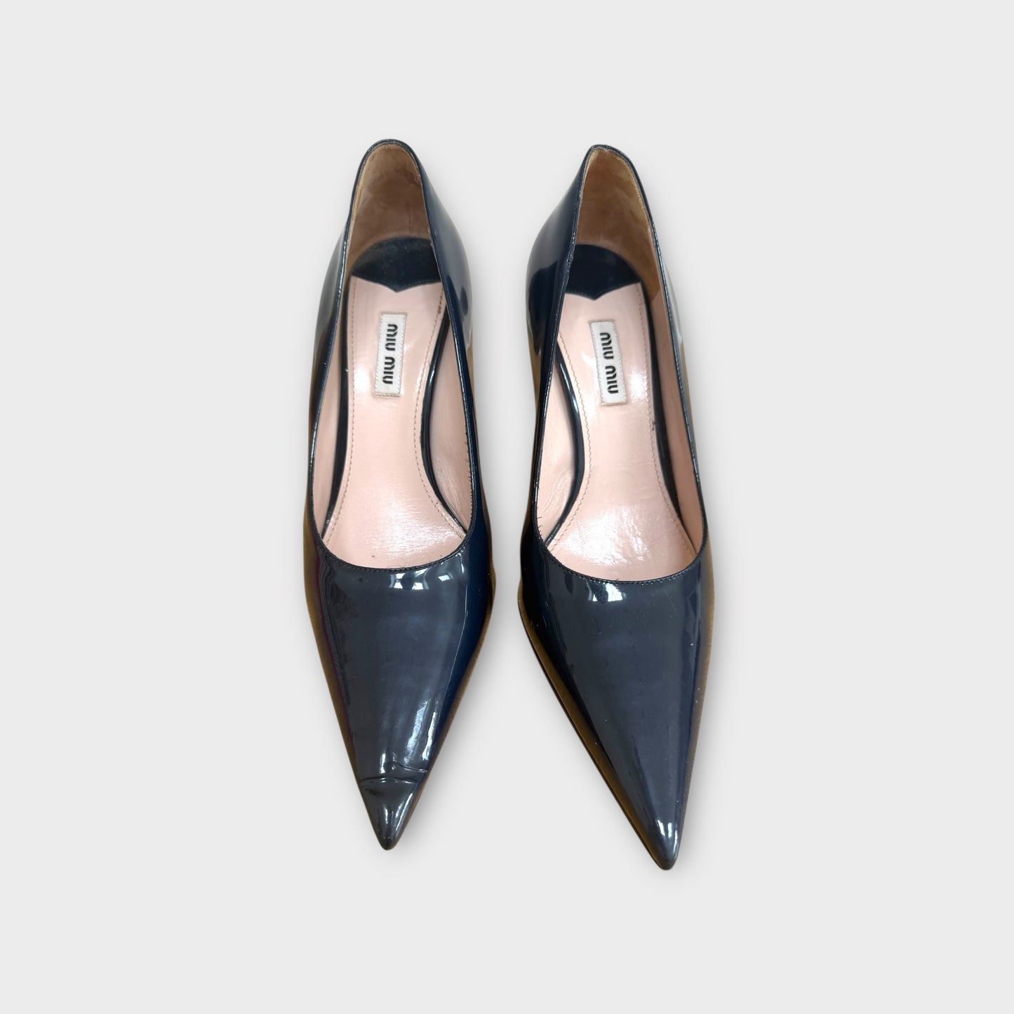 Miu Miu Navy Patent Court Shoe - Size 40