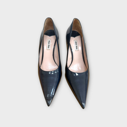 Miu Miu Navy Patent Court Shoe - Size 40
