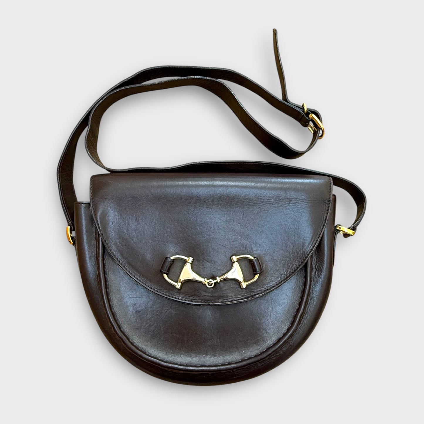 Gucci Horsebit Dark Brown Leather Crossbody