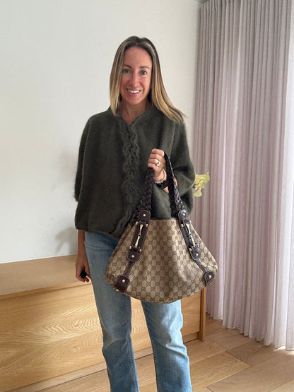 Gucci Hobo Horsebit Shoulder Bag in GG Supreme Canvas