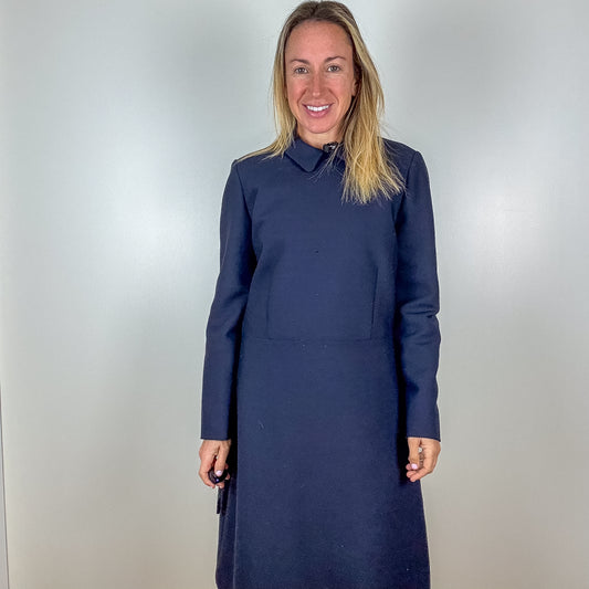 A.P.C. Navy Wool-Blend Dress - Size M