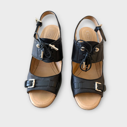 Tod’s Black Leather Sandal - Size 39