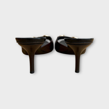 Gucci Leather Monogram Horsebit Heels - Size 38