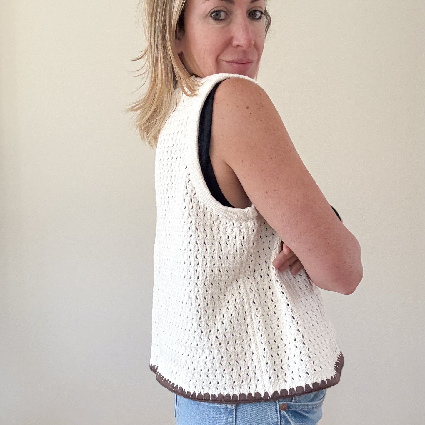 ALIGNE Camilla Crochet Buttoned Top - Size 14