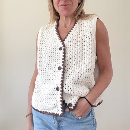 ALIGNE Camilla Crochet Buttoned Top - Size 14