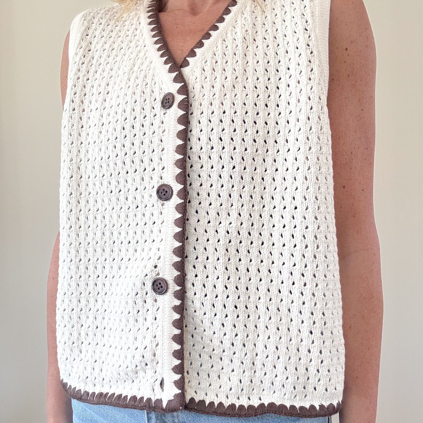 ALIGNE Camilla Crochet Buttoned Top - Size 14