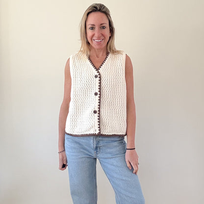 ALIGNE Camilla Crochet Buttoned Top - Size 14
