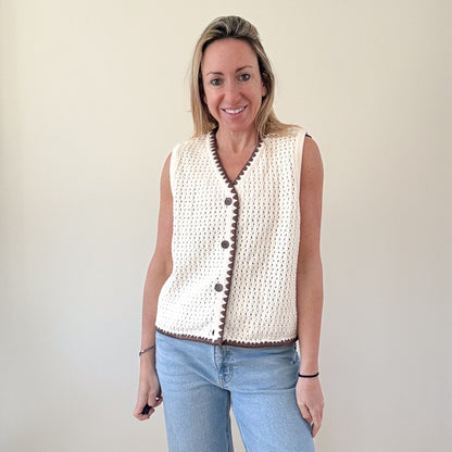 ALIGNE Camilla Crochet Buttoned Top - Size 14