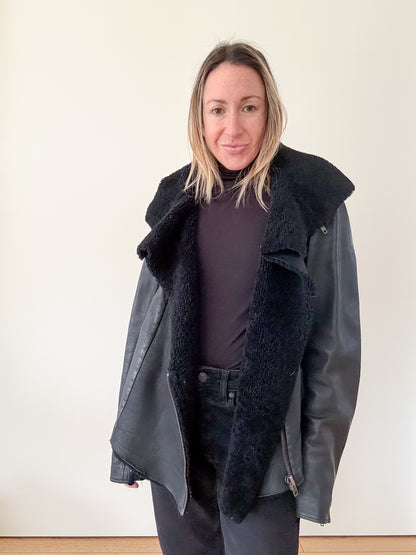 All Saints Leather Biker Jacket - Size 14