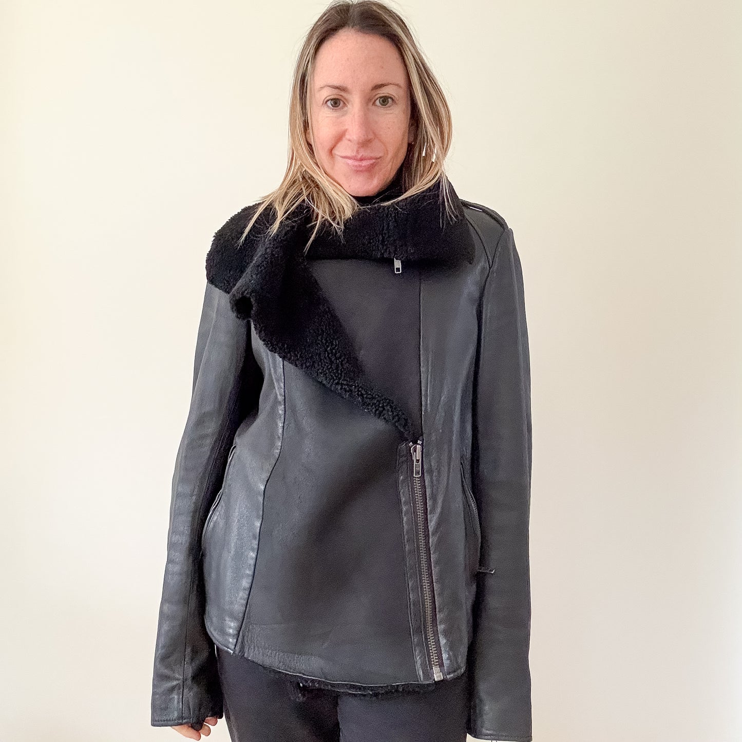 All Saints Leather Biker Jacket - Size 14