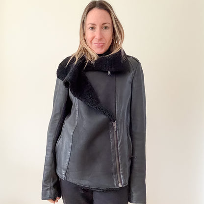 All Saints Leather Biker Jacket - Size 14
