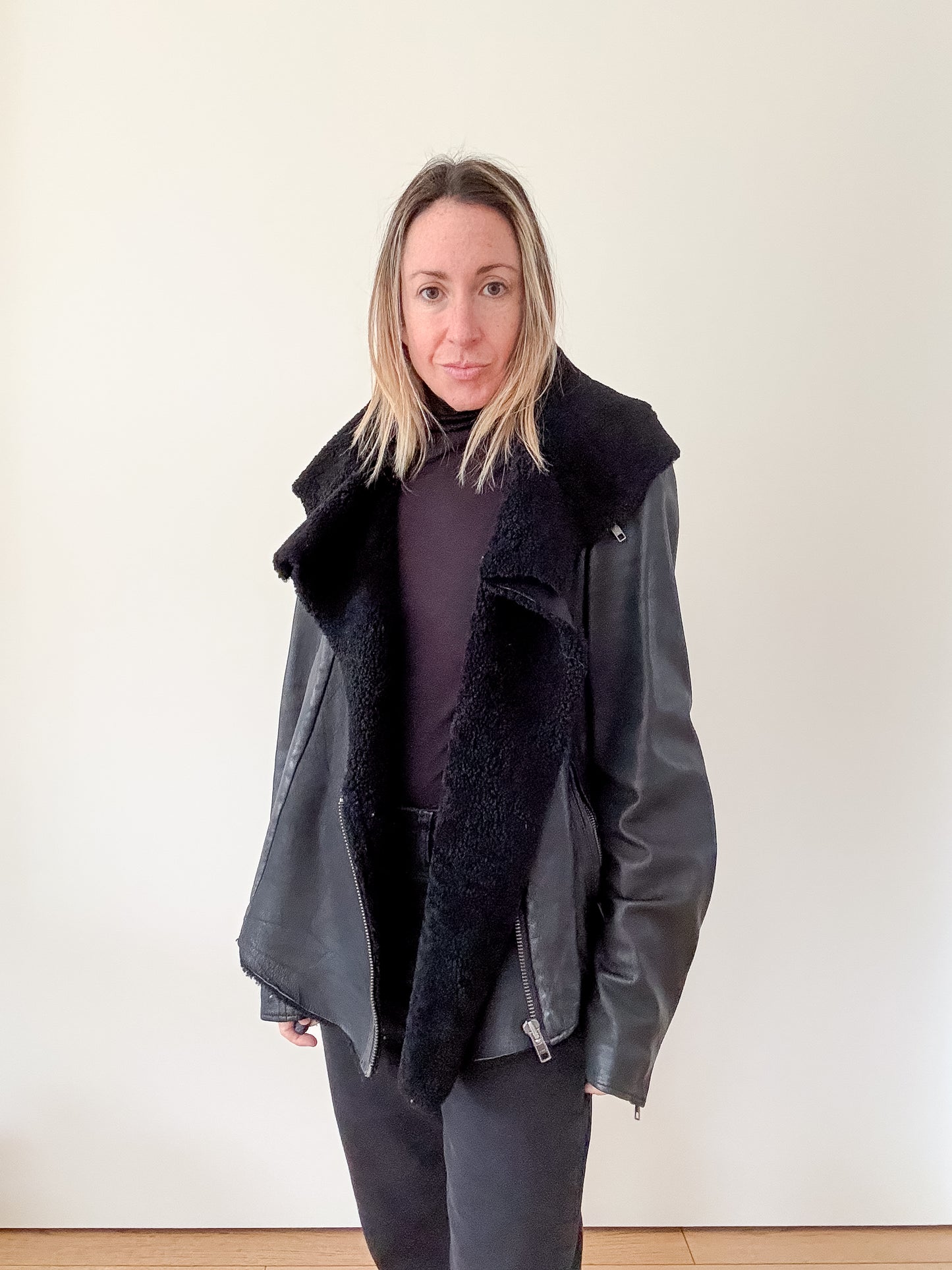 All Saints Leather Biker Jacket - Size 14