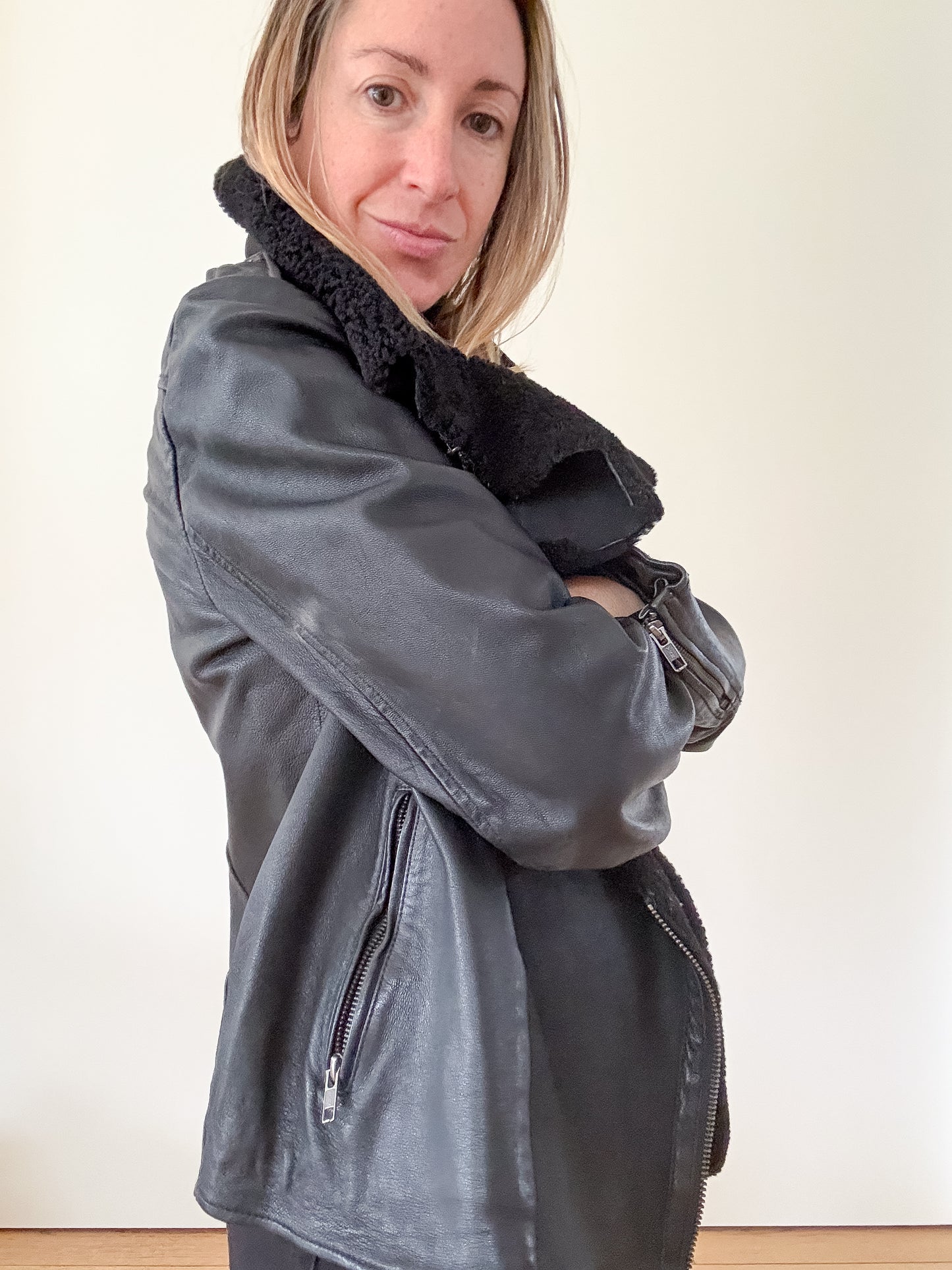 All Saints Leather Biker Jacket - Size 14