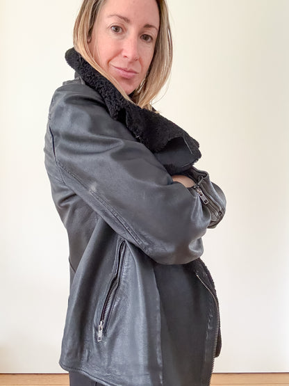 All Saints Leather Biker Jacket - Size 14