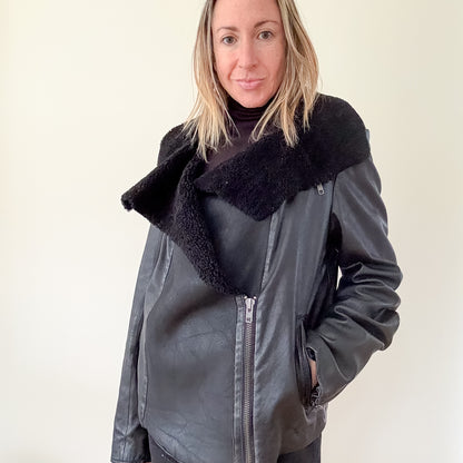 All Saints Leather Biker Jacket - Size 14