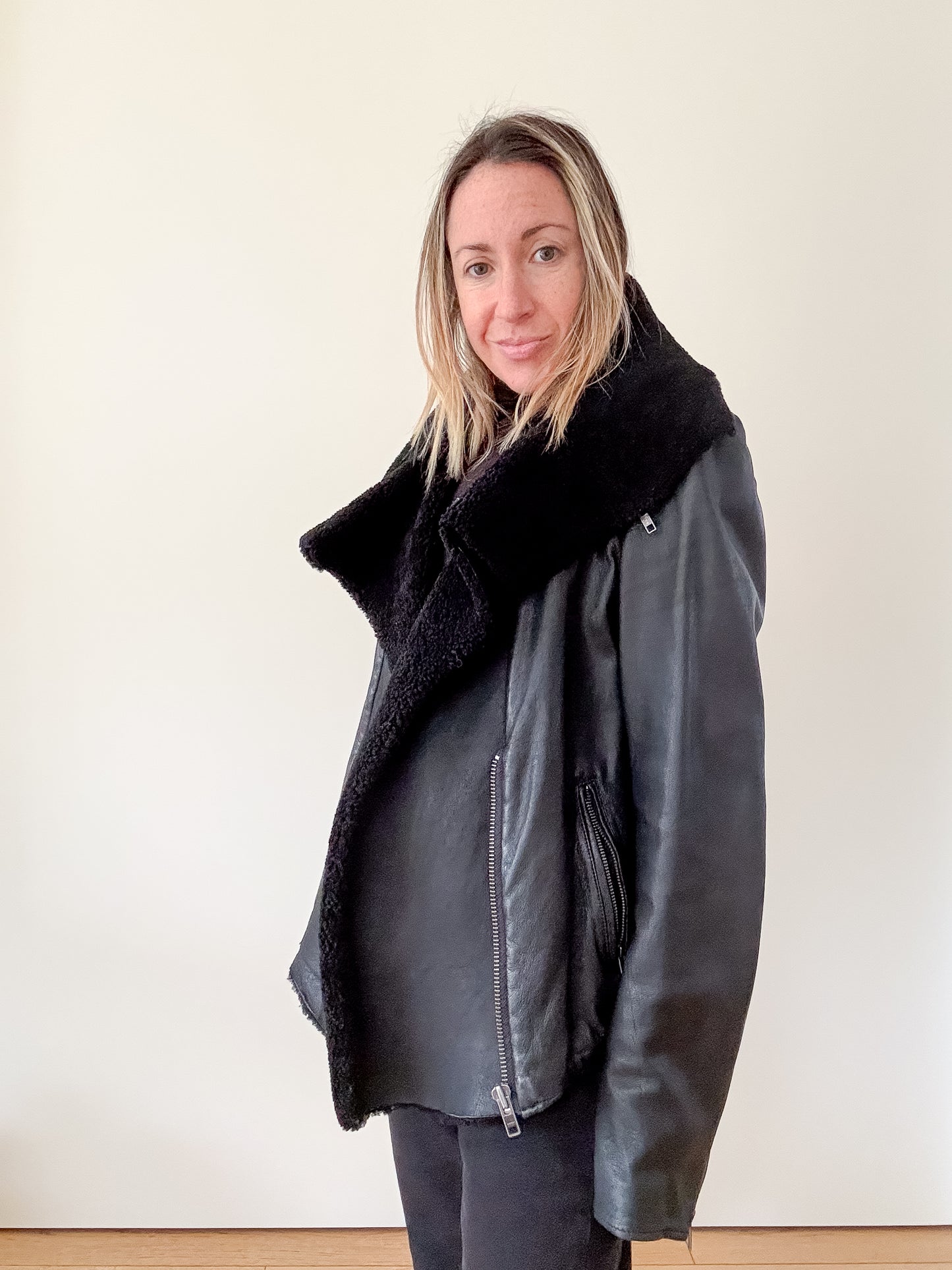 All Saints Leather Biker Jacket - Size 14