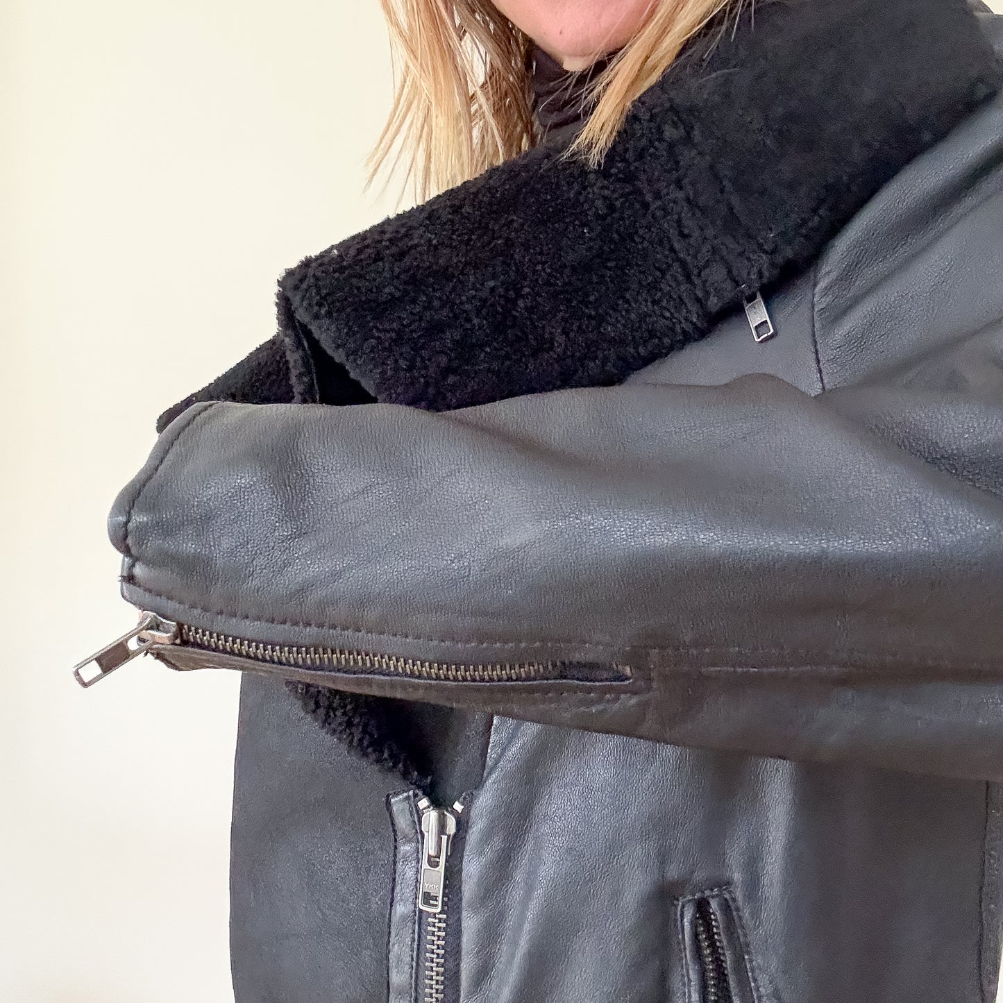 All Saints Leather Biker Jacket - Size 14