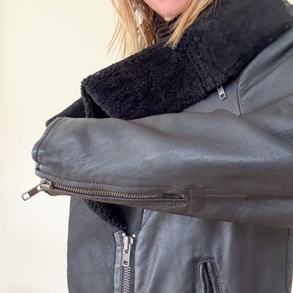 All Saints Leather Biker Jacket - Size 14