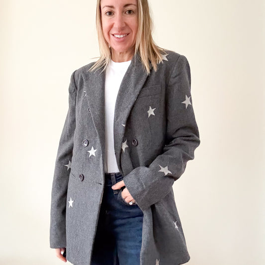 Annarita N Grey Star Blazer - Size 10
