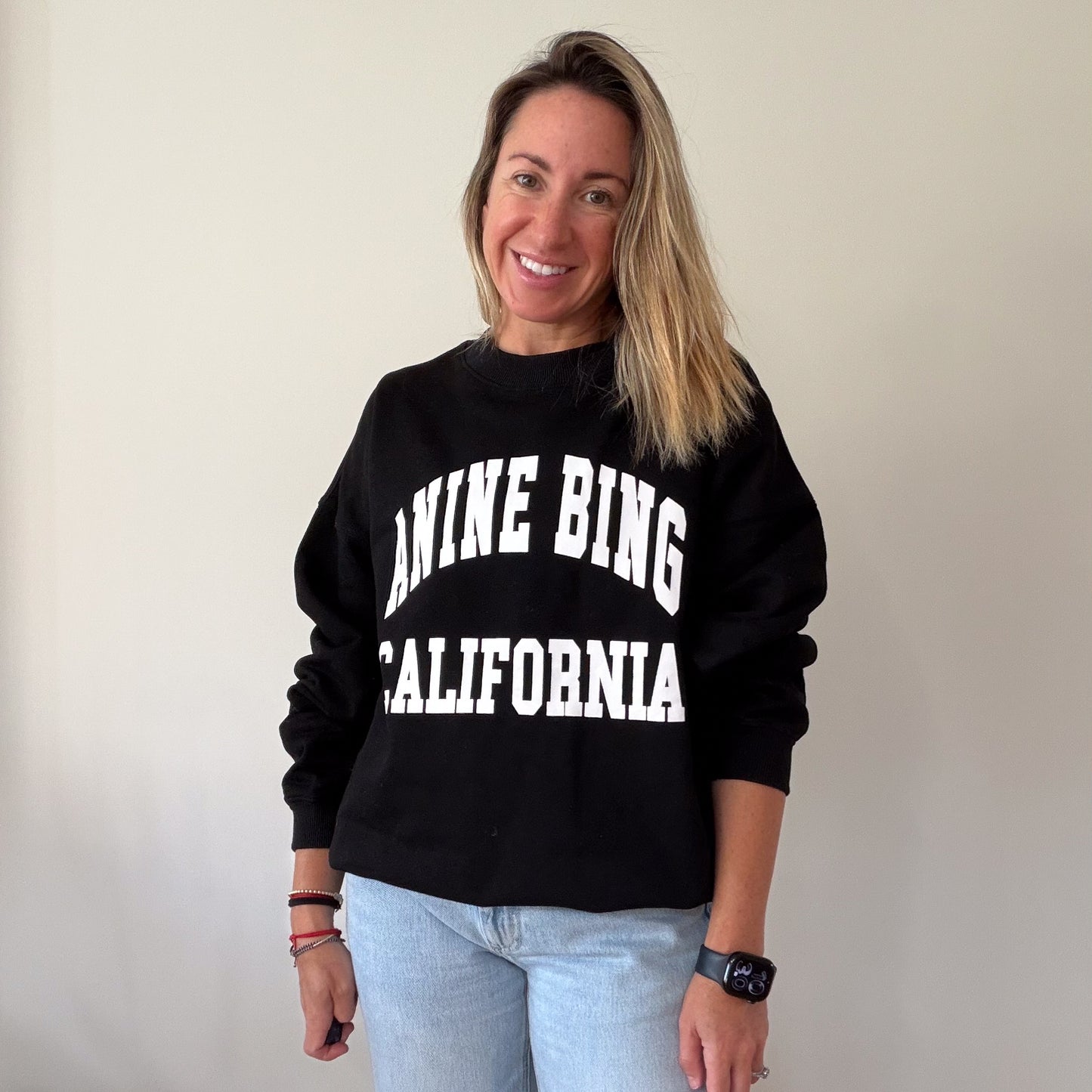 NEW Anine Bing Black California Cotton Sweatshirt (RRP £180) | Authentic Preloved - Size S