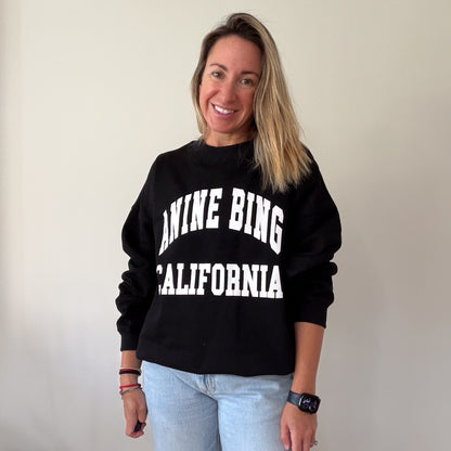 NEW Anine Bing Black California Cotton Sweatshirt (RRP £180) | Authentic Preloved - Size S