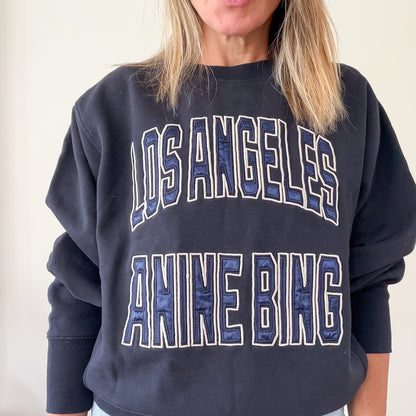 Anine Bing sweatshirt — close-up of Los Angeles graphic