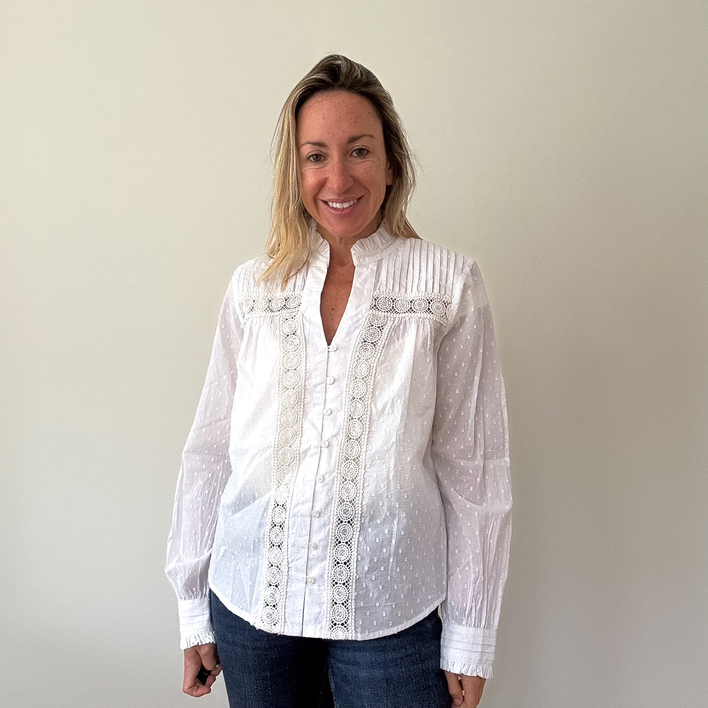 Aspiga Carrie Organic Cotton Dobby Blouse - Size XS