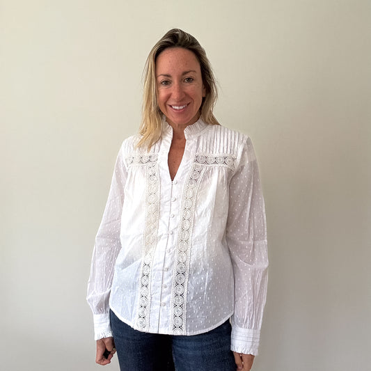 Aspiga Carrie Organic Cotton Dobby Blouse - Size XS