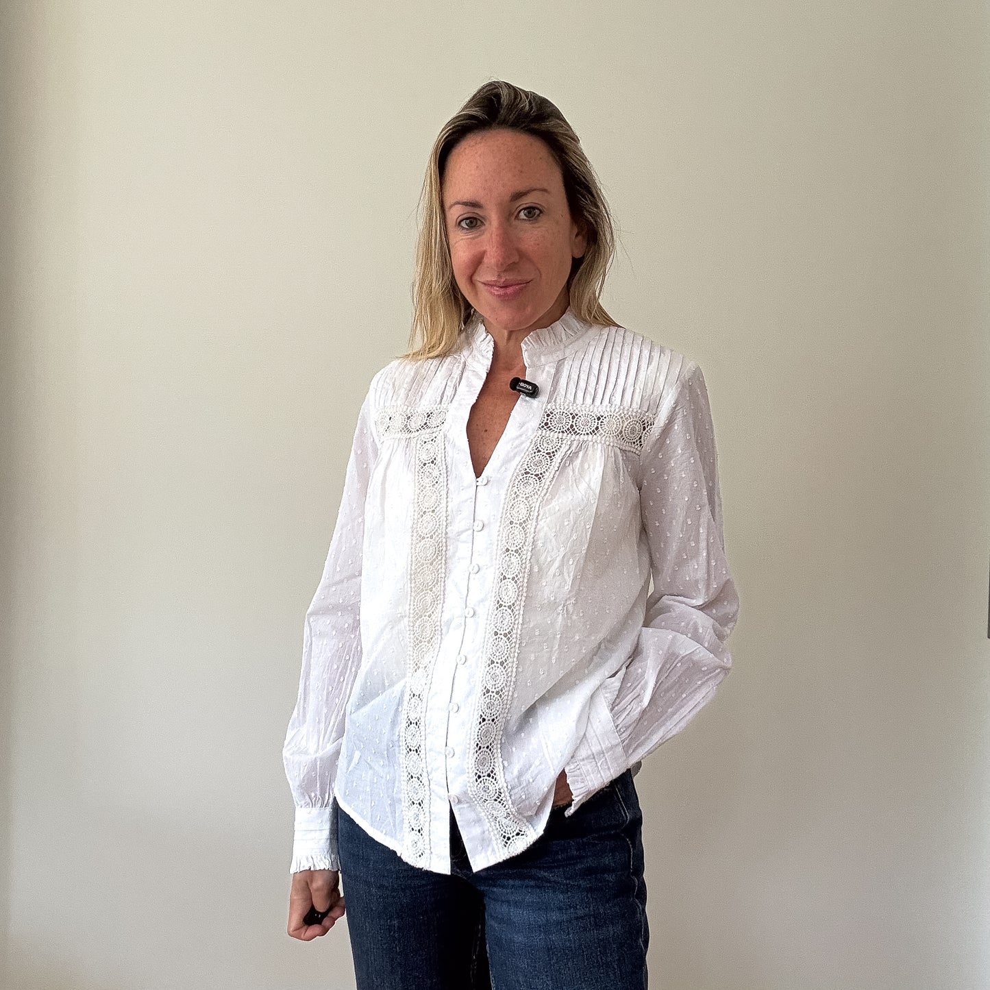 Aspiga Carrie Organic Cotton Dobby Blouse - Size XS